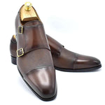 Paolo Vandini Longley Monk Leather Shoe - Dk Tan/Burgundy