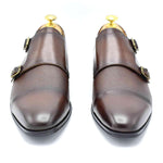 Paolo Vandini Longley Monk Leather Shoe - Dk Tan/Burgundy