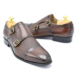 Paolo Vandini Longley Monk Leather Shoe - Dk Tan/Burgundy
