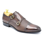 Paolo Vandini Longley Monk Leather Shoe - Dk Tan/Burgundy