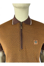 Trojan Basket Knit Zip Panel Polo TR/9031 - Chocolate Brown