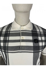 Trojan Oversize Check Panel Pique Polo TR/9041 - Ecru