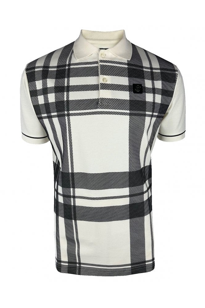 Trojan Oversize Check Panel Pique Polo TR/9041 - Ecru