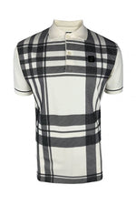 Trojan Oversize Check Panel Pique Polo TR/9041 - Ecru