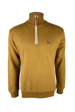 Trojan Quarter Zip Jacquard Trim Sweat TR/9008 - Tan