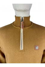 Trojan Quarter Zip Jacquard Trim Sweat TR/9008 - Tan