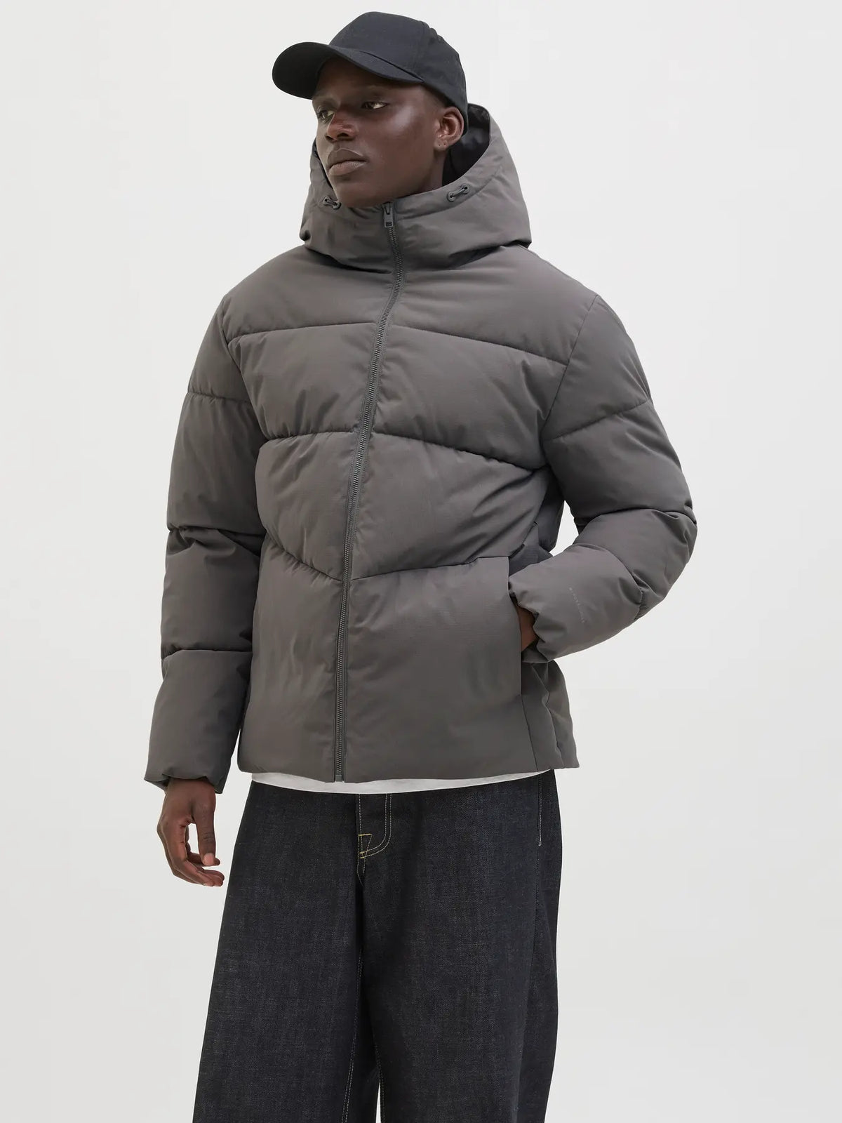 Jack & Jones World Puffer Jacket - Castlerock Grey