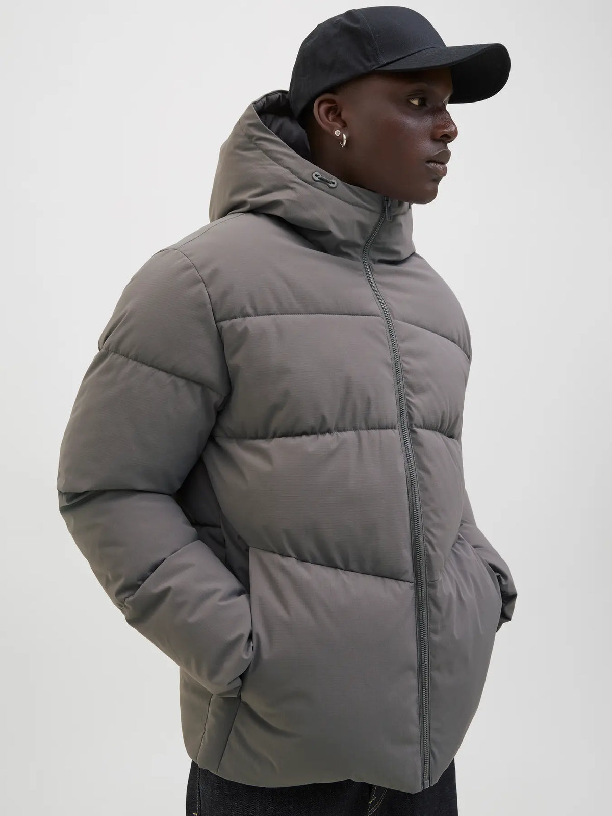 Jack & Jones World Puffer Jacket - Castlerock Grey
